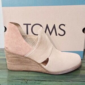 TOMS Kallie Tan Nubuck Leather Wedge Cutout Booties Size 9.5 10019093